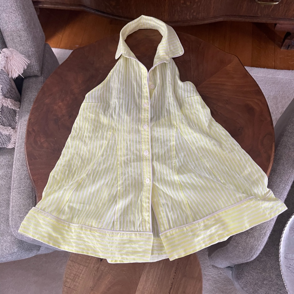 Anthropologie Lemon Striped Sleeveless Top